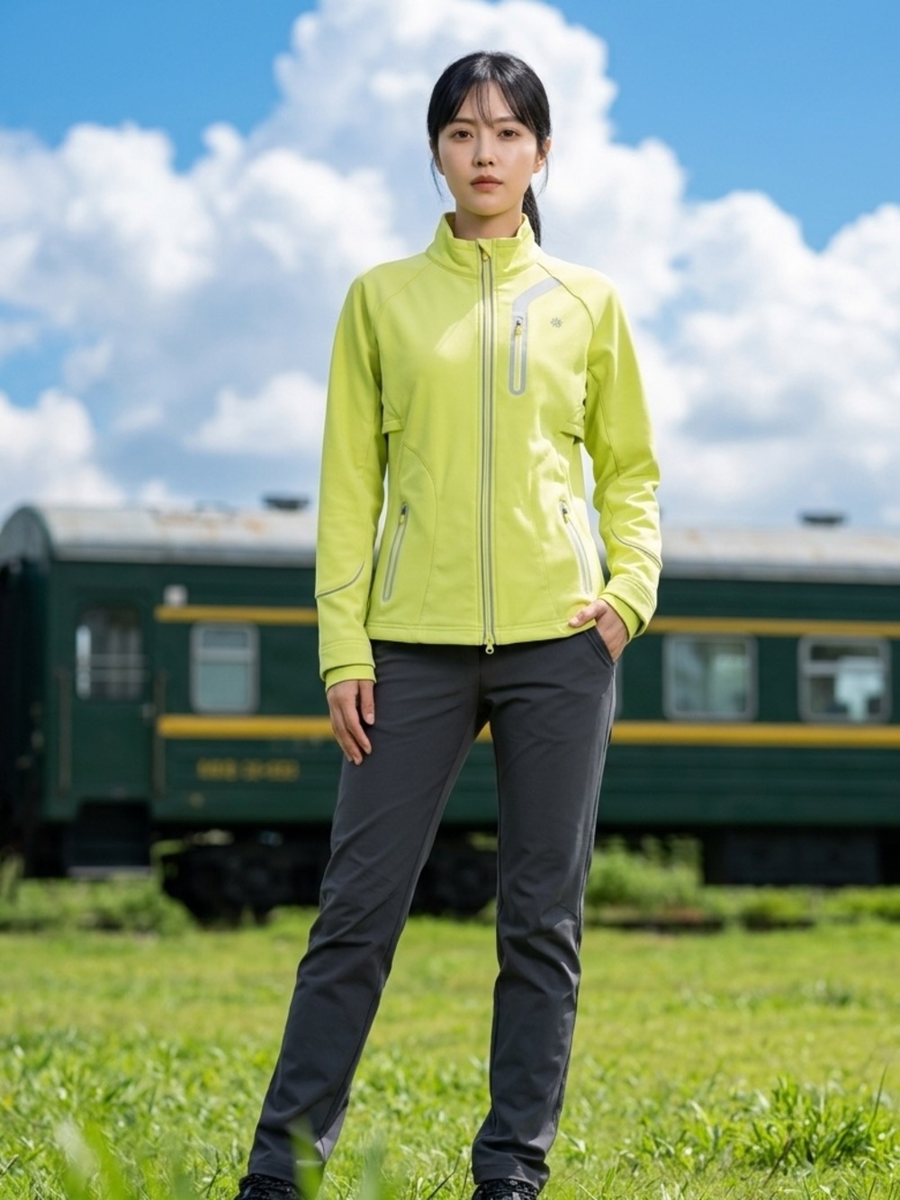 Athleta Women’s Softshell Jacket Lemon Yellow Reflective Vented Zip Pockets XL